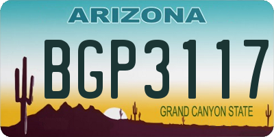 AZ license plate BGP3117