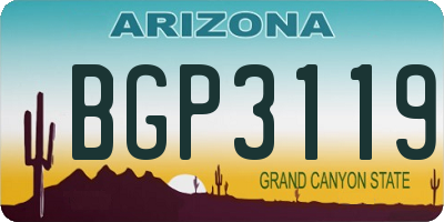 AZ license plate BGP3119