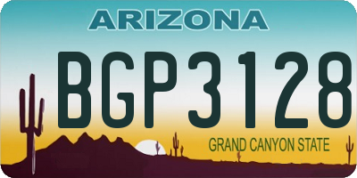 AZ license plate BGP3128