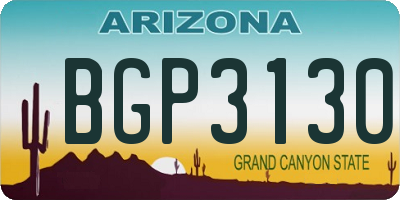 AZ license plate BGP3130