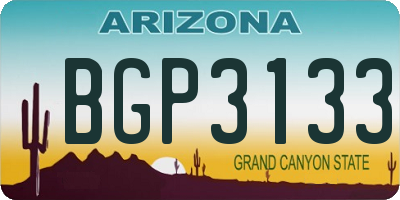 AZ license plate BGP3133
