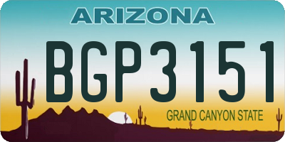 AZ license plate BGP3151