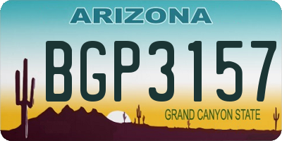 AZ license plate BGP3157