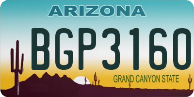 AZ license plate BGP3160