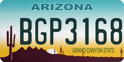 AZ license plate BGP3168