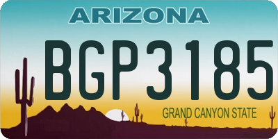 AZ license plate BGP3185