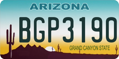 AZ license plate BGP3190