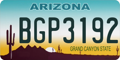 AZ license plate BGP3192