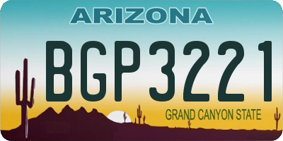 AZ license plate BGP3221