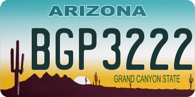 AZ license plate BGP3222
