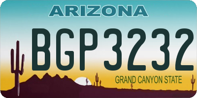 AZ license plate BGP3232