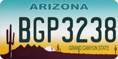AZ license plate BGP3238