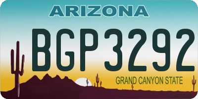 AZ license plate BGP3292