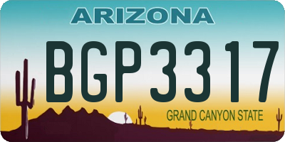 AZ license plate BGP3317