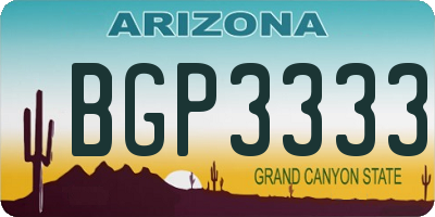 AZ license plate BGP3333