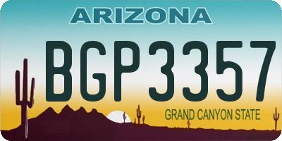 AZ license plate BGP3357