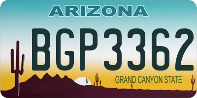 AZ license plate BGP3362