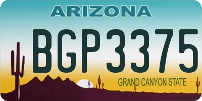 AZ license plate BGP3375