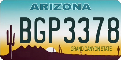 AZ license plate BGP3378