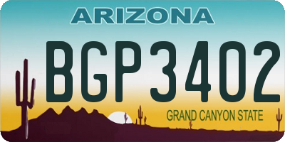 AZ license plate BGP3402
