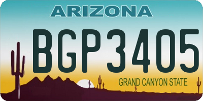 AZ license plate BGP3405