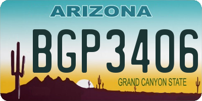 AZ license plate BGP3406