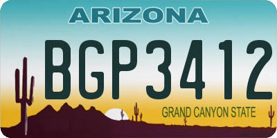AZ license plate BGP3412