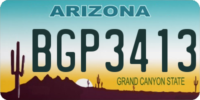 AZ license plate BGP3413
