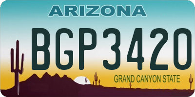 AZ license plate BGP3420
