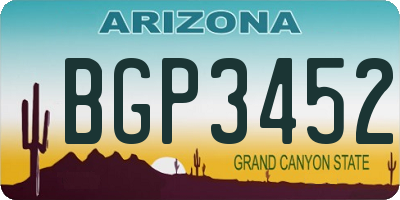 AZ license plate BGP3452
