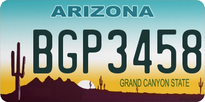 AZ license plate BGP3458