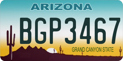 AZ license plate BGP3467