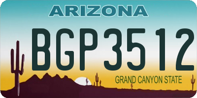 AZ license plate BGP3512
