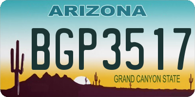 AZ license plate BGP3517