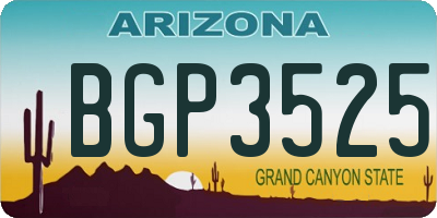 AZ license plate BGP3525