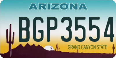 AZ license plate BGP3554