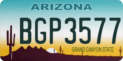 AZ license plate BGP3577