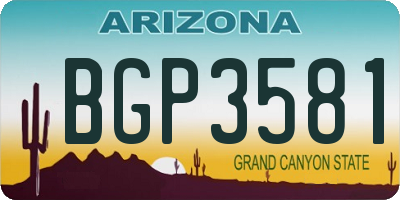AZ license plate BGP3581