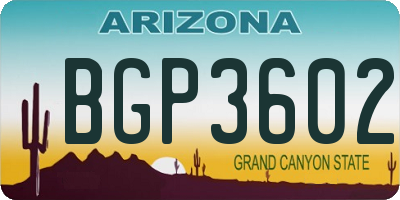 AZ license plate BGP3602
