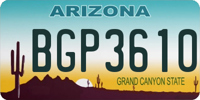 AZ license plate BGP3610