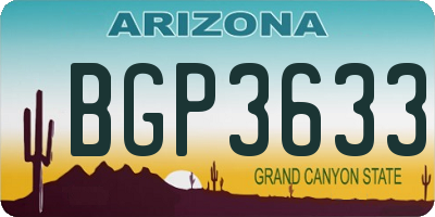 AZ license plate BGP3633