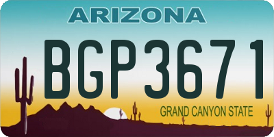 AZ license plate BGP3671