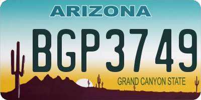 AZ license plate BGP3749