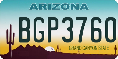 AZ license plate BGP3760