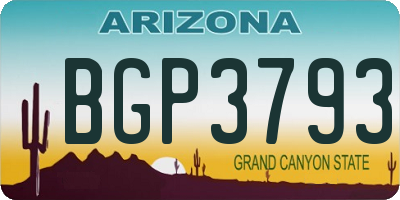AZ license plate BGP3793