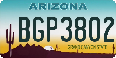 AZ license plate BGP3802