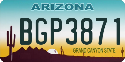 AZ license plate BGP3871