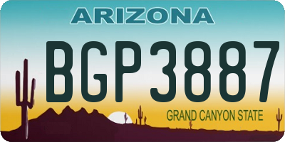 AZ license plate BGP3887