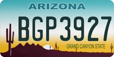 AZ license plate BGP3927