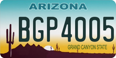 AZ license plate BGP4005